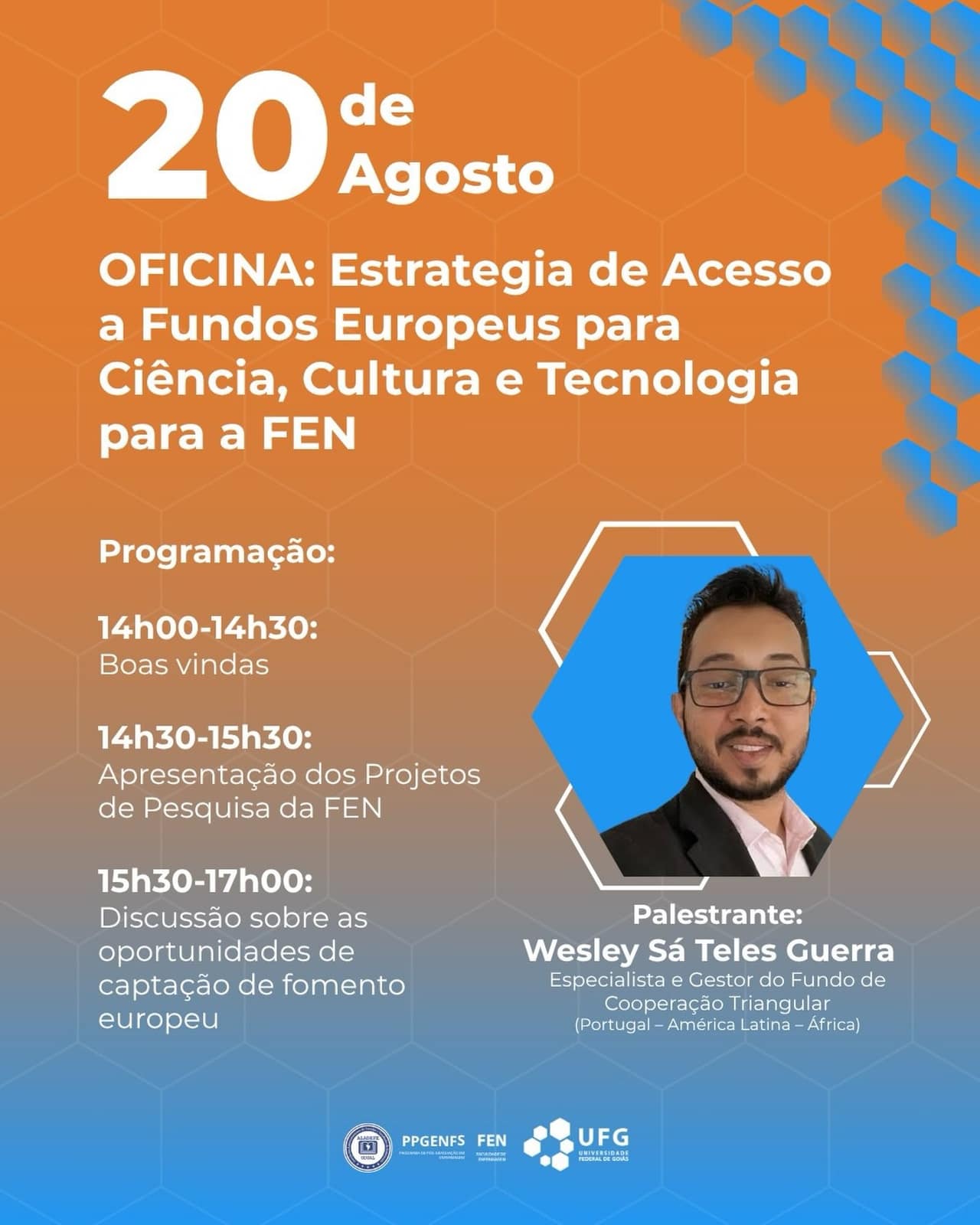 Imagem da publicação: Oficina sobre fundos europeus para ciência, cultura e tecnologia na FEN/UFG
