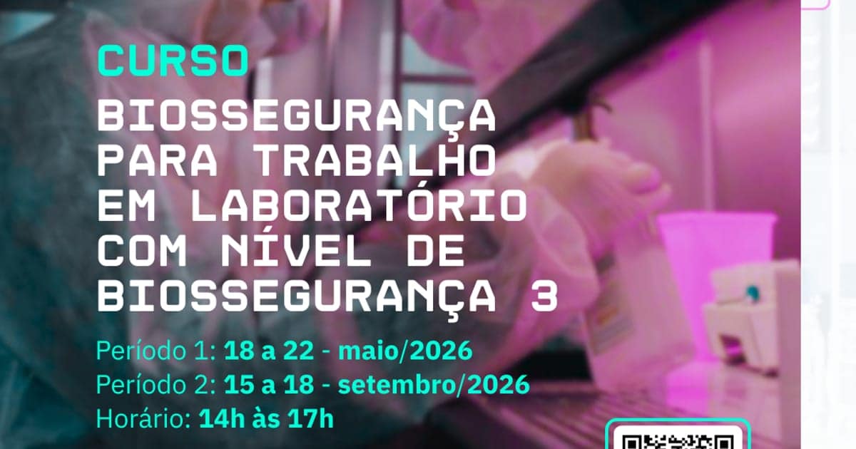 Imagem da publicação: IPTSP/UFG — inscrições para curso gratuito de biossegurança voltado a usuários do NB3-UFG